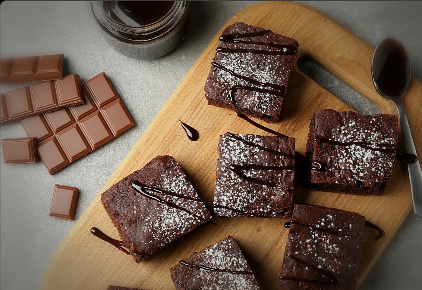 Chocolate brownie squares at Grad & Go